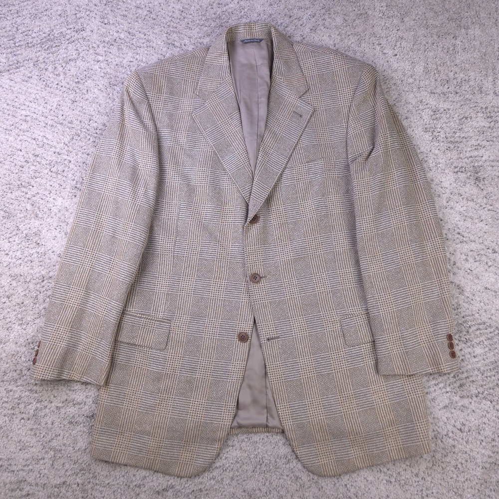 Zanella Sport Coat Size 42R Jacket Silk Wool Blend Plaid Check Three Button GUC